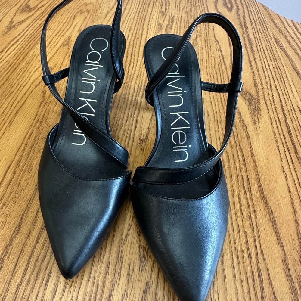 Calvin Klein Black Heeled Slingback Shoes
